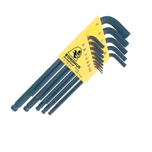 9 részes, hosszúszárú, gömbvégű L hatszögkulcs készlet (inch) Méret: 0,050”-3/8”. 