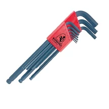 9 részes, hosszúszárú, gömbvégű L hatszögkulcs készlet (metrikus) Méret: 1,5-10mm