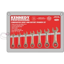 Rövidszárú racsnis csillag-villás kulcskészlet, AF collos,  7 részes