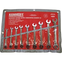 Racsnis csillag-villás kulcskészlet irányváltóval, 9 részes