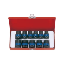 11 részes, metrikus, gépi dugókulcs készlet 1/2" meghajtással