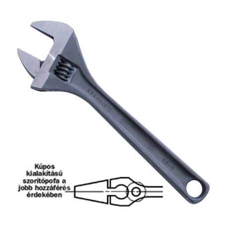 Állítható csavarkulcs Teljes hossz: 250 mm (10'') Pofa nyitás: 33 mm